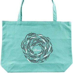 NWT The Chosen Cotton Tote Beach Grocery Book Travel Shoulder Bag Teal Gray MINT